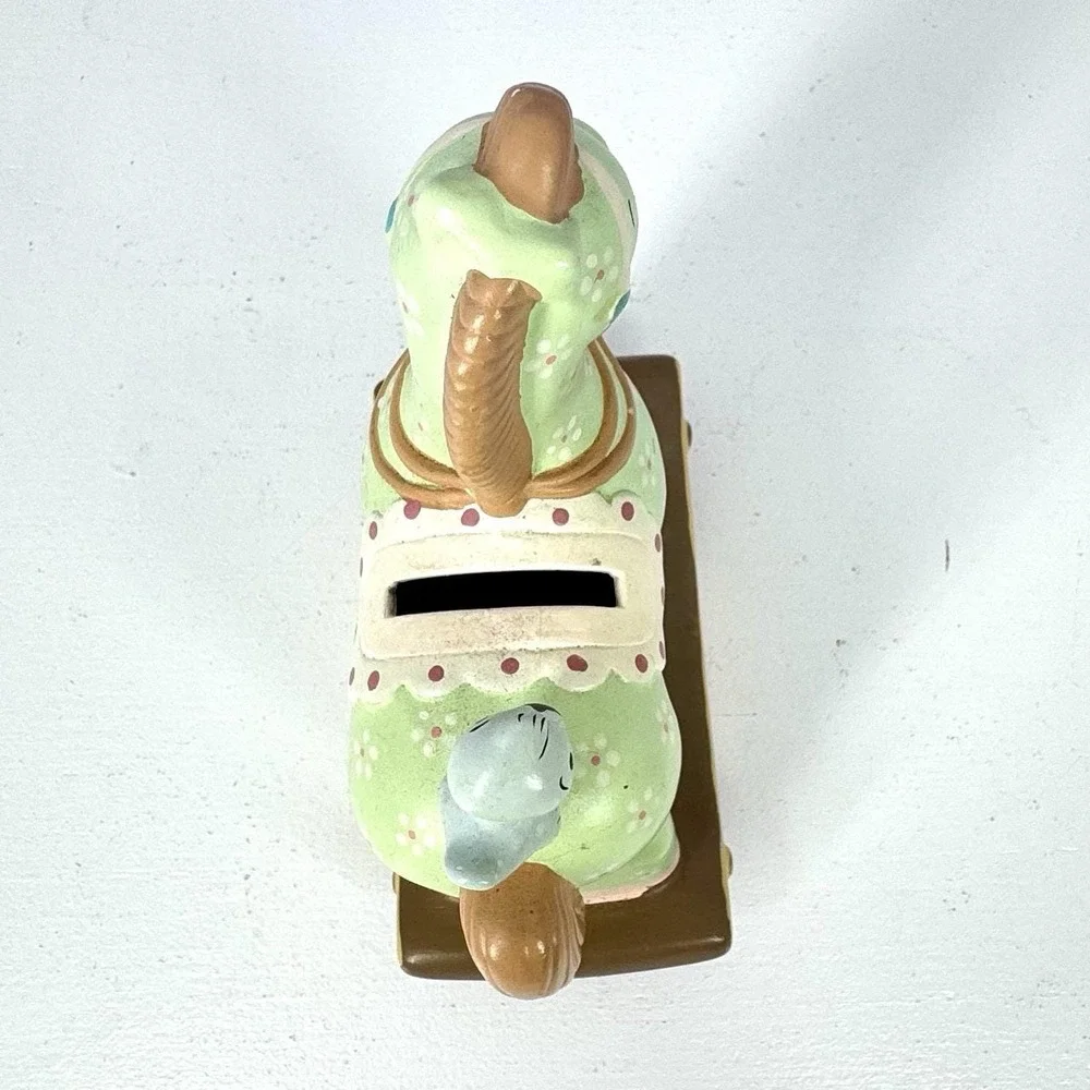 Vintage 1982‎ Enesco Hand Painted Rocking Horse Bird Ceramic Coin Bank Stopper
